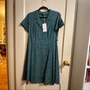 MODCLOTH TEAL GREEN FLORAL MIDI DRESS (NWT) - 12